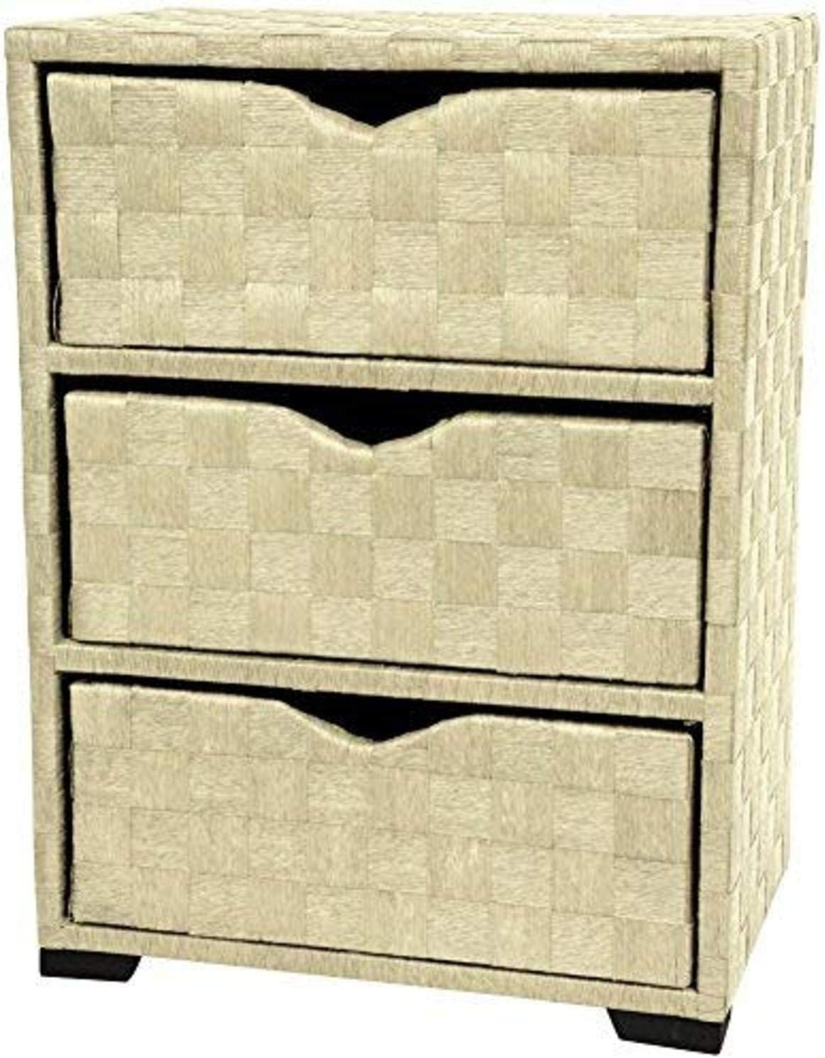 Oriental Furniture Natural Fiber Chest of Drawers - Three Drawer - White
