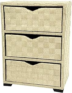 Oriental Furniture Natural Fiber Chest of Drawers - Three Drawer - White
