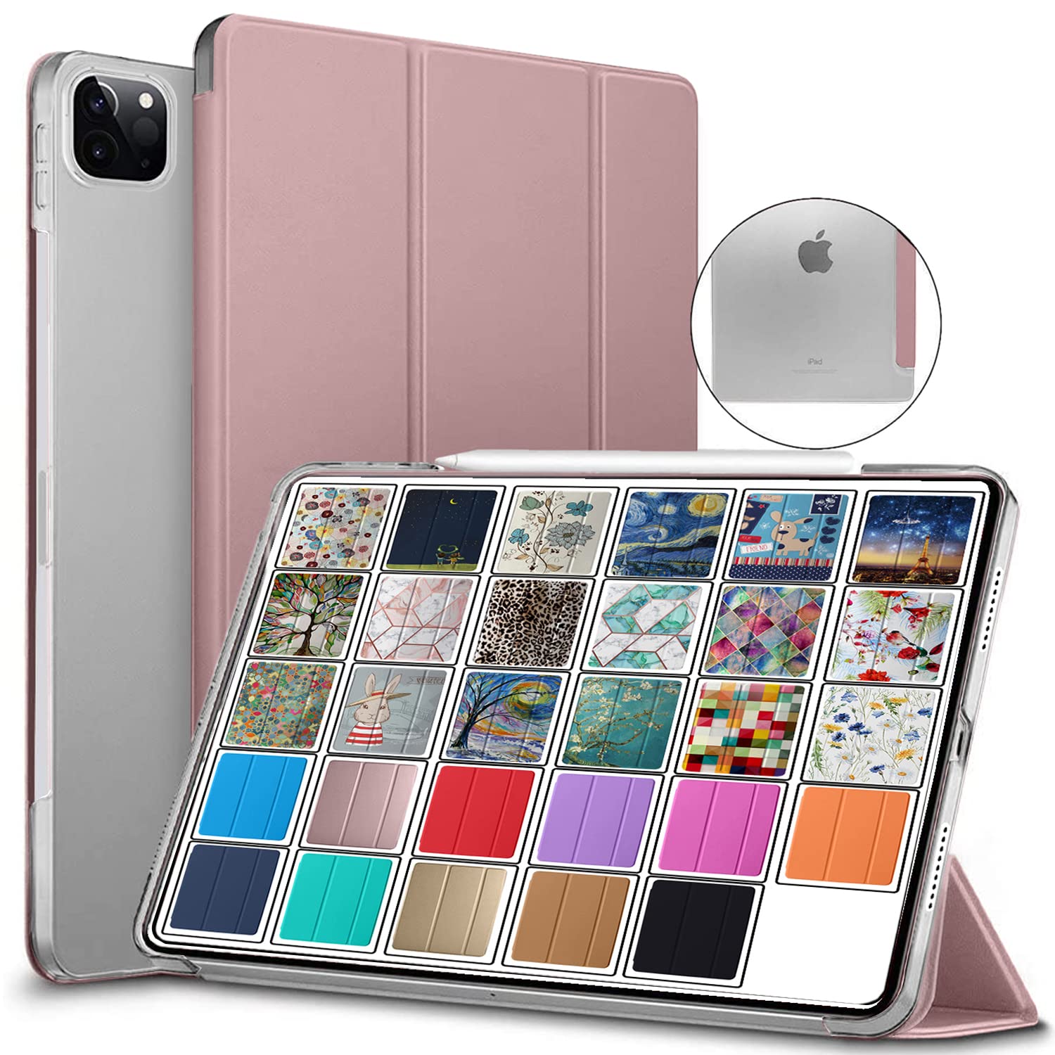 DuraSafe Cases for iPad Pro 12.9 6th 5th 4th Gen PC Case A2436 MHNF3B/A MHNG3B/A MNXR3B/A MNXT3B/A A2378 MHNF3B/A MHNG3B/A A2229 MY2H2B/A A2461 MHNH3B/A MHNJ3B/A MHNK3B/A - Rose Gold