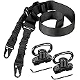 CVLIFE Two Point Sling with 2 Pack Anti-Rotation Sling Swivels,Adjustable Length Rifle Sling Elastic Cord Design Traditional Sling for Outdoor