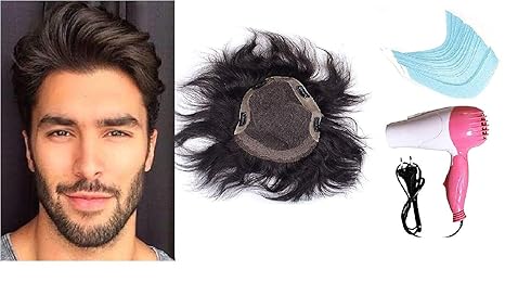 Glan Human Hair Men Toupee Full Head Patches For Hair Replacement