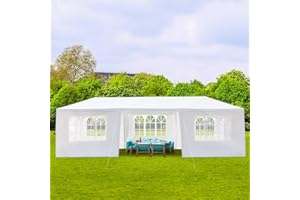 GAINVIEYEE 10'x30' Party Tent Outdoor Wedding Event Tents with 7 Removable Sidewalls, Heavy Duty Gazebo, Large Canopy Waterproof for Parties Patio Birthday All Season White
