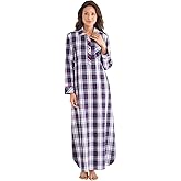 PajamaGram Long Flannel Nightgown - Women Nightgown, Plaid