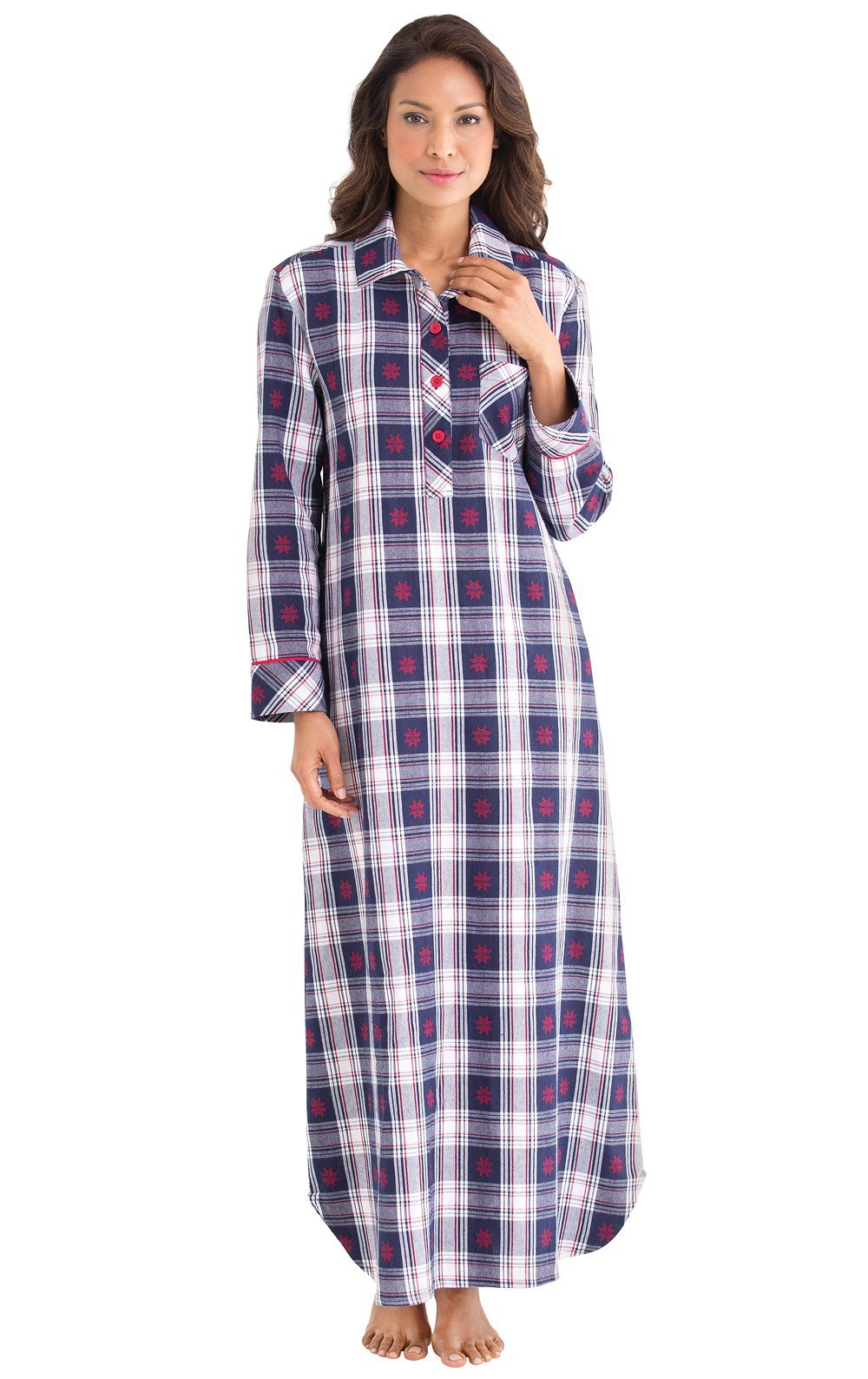 PajamaGram Women's Plus Size Nightgowns - Plus Size Flannel Nightgowns, Navy 1X Image PajamaGram Women's Plus Size Nightgowns - Plus Size Flannel Nightgowns, Navy 1X Image