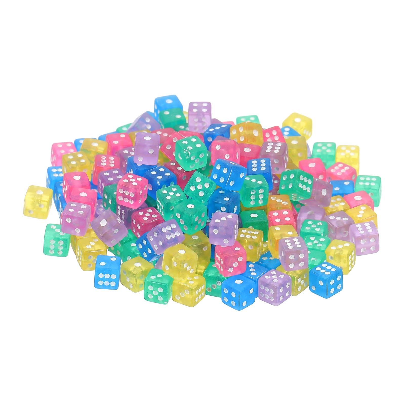sourcing map 50Pcs Mini Dice, 5mm/0.2" Acrylic Tiny Six Side Game Dot Square Dice Bulk for Table Board Game Party Activities, Clear 5 Colors — image 1
