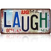 TREEPERI Vintage License plate Laugh Wall Decor Metal Sign Tin Signs for Bar Home Bedroom Garage