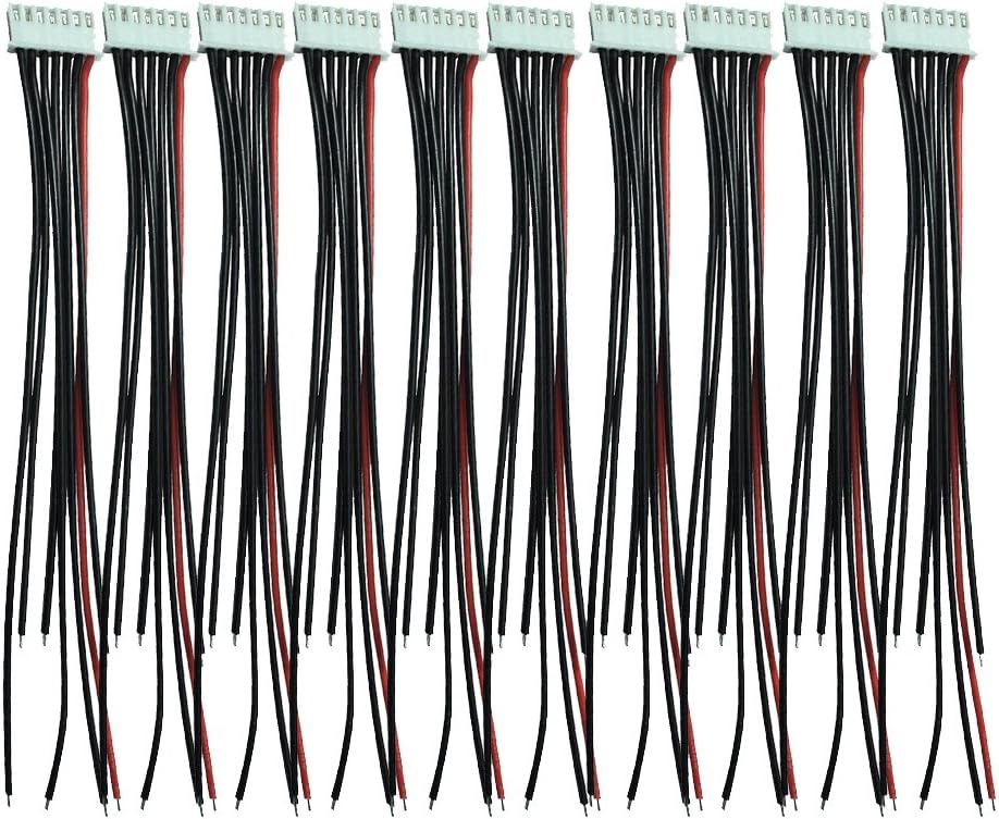 Boladge 10pcs 2S-6S Battery Balance Charger Silicone Cable Wire JST XH Connector Adapter Plug for RC Lipo Battery (6S)