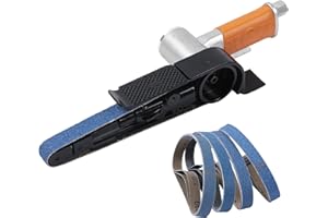 Air Belt Sander 3/4" x 20-1/2" Belt Size Pneumatic Tool with 12pc Belts (#40, #60, #80 & #120), Good for Deburring, Sanding a