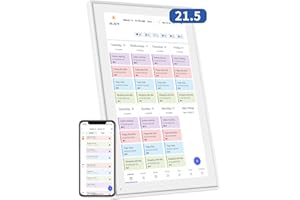 HERNCPTAR 21.5 Inch Digital Calendar, Electronic Chore Chart, Smart Weekly and Monthly Planner 1920 * 1080P IPS Touchscreen Wall and Desk Calendar for Family Schedules, White