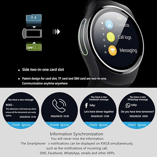 Kw18 Smartwatch Aplicaciones Discount, 59% OFF | www.ingeniovirtual.com