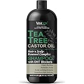 Tea Tree Oil Shampoo with Castor Oil, DHT Blockers, Itchy Scalp Relief, Supports Fuller Hair, Cleanses Dandruff & Buildup, For Men & Women, Made in USA, 16 fl oz