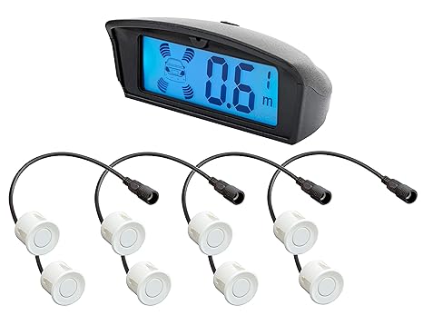 VSG R4S Premium Einparkhilfe Kombi-Set für vorne&hinten mit Farb-Display und eingebauten Pieper in weiß