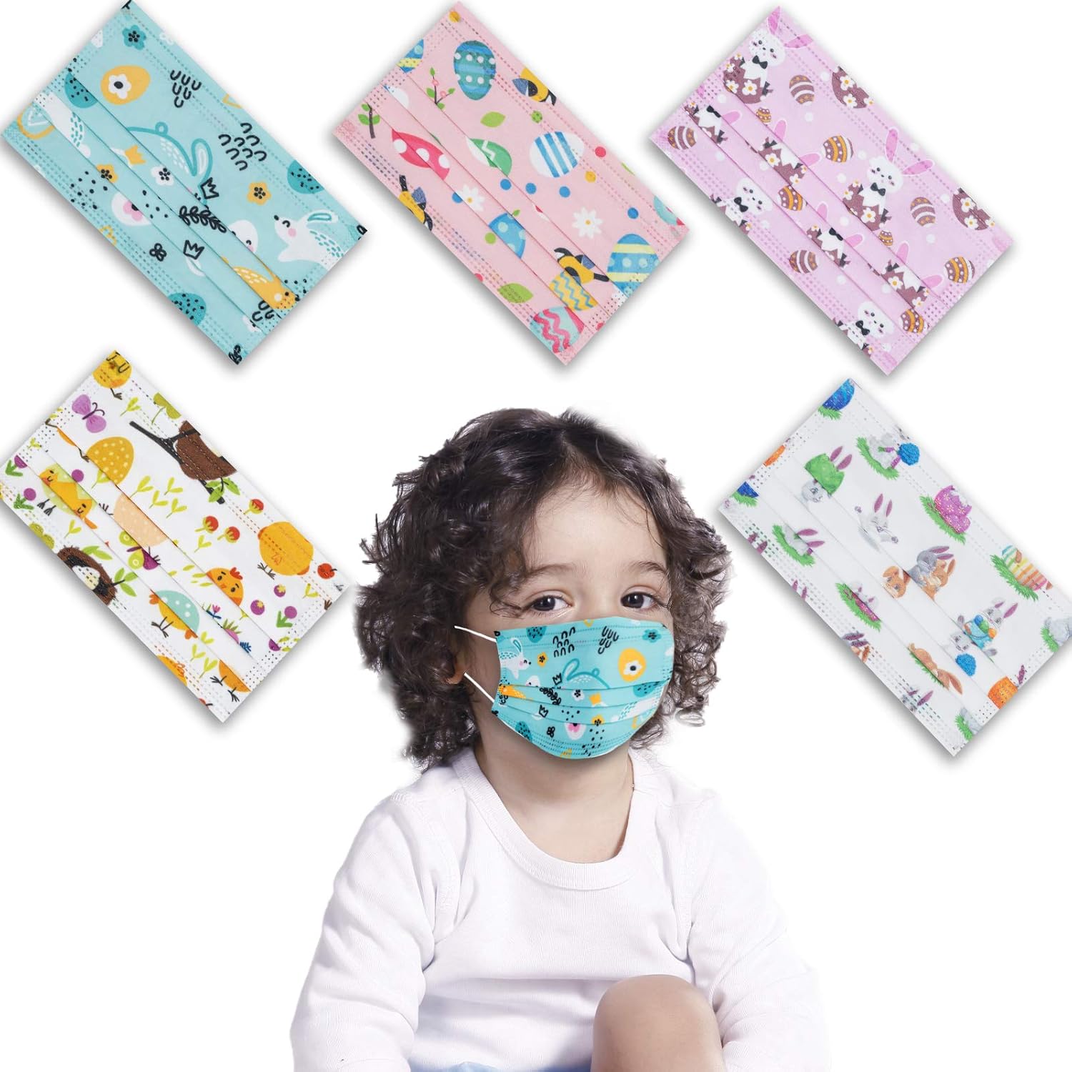 BUPMUM Cute Kids Disposable Face Masks, 3 Ply Protective Childrens Face Mask, 5 Patterns, 50Pcs/Box (Style 3) : Sports & Outdoors