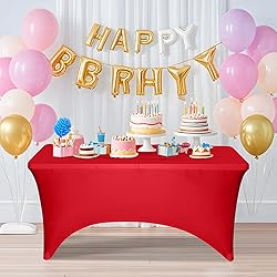 10 Pack 6 Feet Red Spandex Tablecloth for