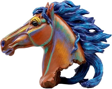 Amazon Co Jp Atlantic Collectibles ワイルド フリー カラフルな馬のバスト置物 高さ8 25インチ マルチカラー レインボー 手塗り フェイクウッド Home Kitchen