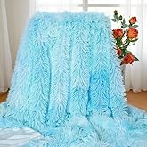 Plush Super Soft Blanket Bedding Sofa Cover Furry Fuzzy Fur Warm Throw Qulit Cozy Couch Blanket for Winter (51"x63",Tie Dye Blue)