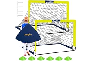 LIBERRWAY Soccer Goal 4'x 3' Portable Kids Soccer Goals for Backyard or Indoor Pop Up Soccer Net with 6 Training Cones, Carrying Bag, 8 Ground Stakes