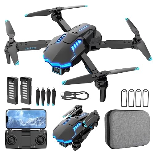 Drone with Camera 1080P for Kids and Adults, Foldable Drone with Brushless Motor RC Quadcopter, Toys for Boys and Men Birthday Gifts (Black)