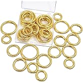 24 PCS Trigger Spring O Rings, Circular Carabiner Clip, Gold Binder Key Rings, Metal Keychain Clip, Round Snap Hooks for Keyring Buckle Purse Handbag Jewelry Hardware Making, 4 Sizes (Gold)