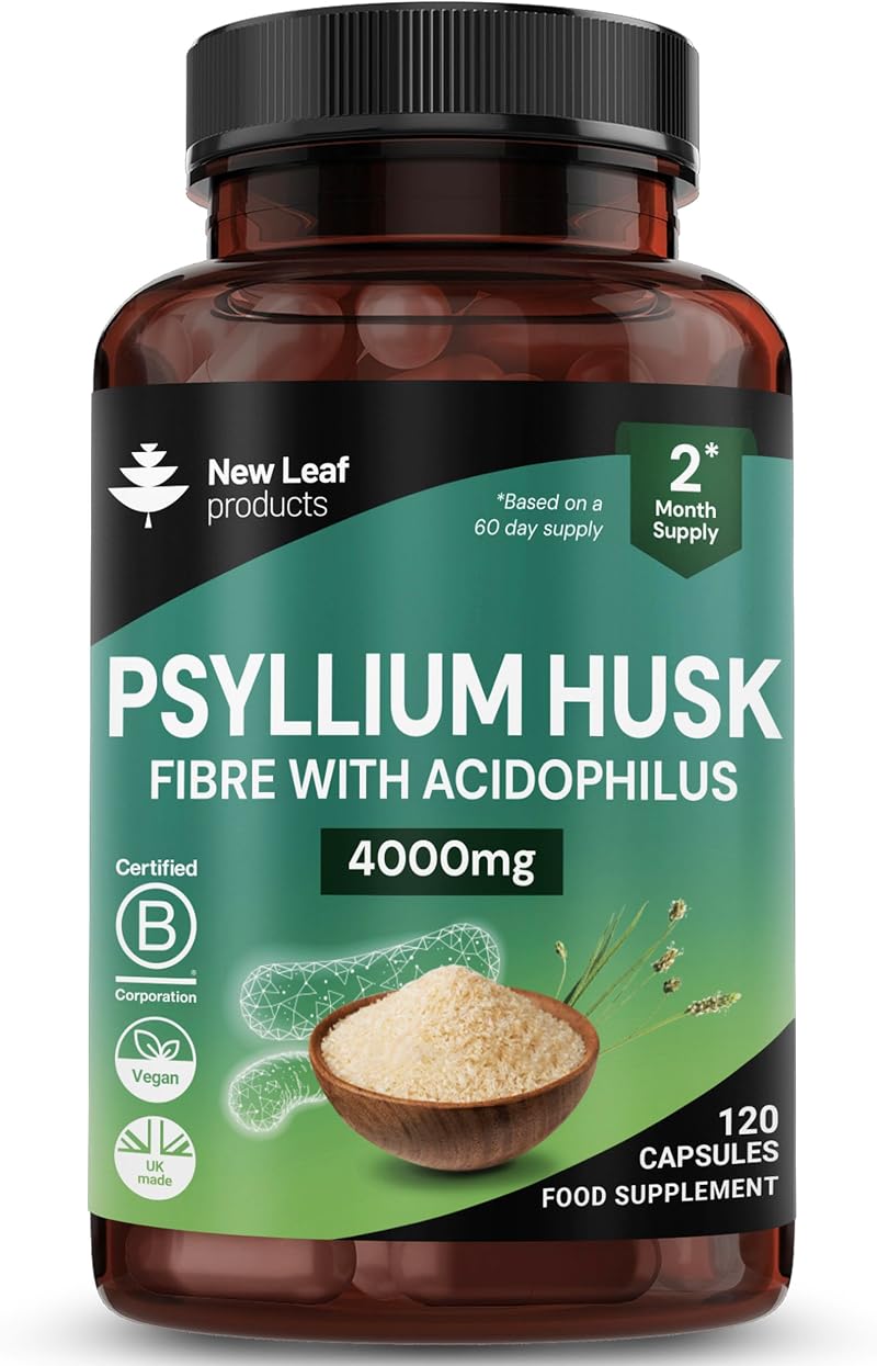 New Leaf Fibre Supplement 4000mg Psyllium Husk with Acidophilus 120 Caps