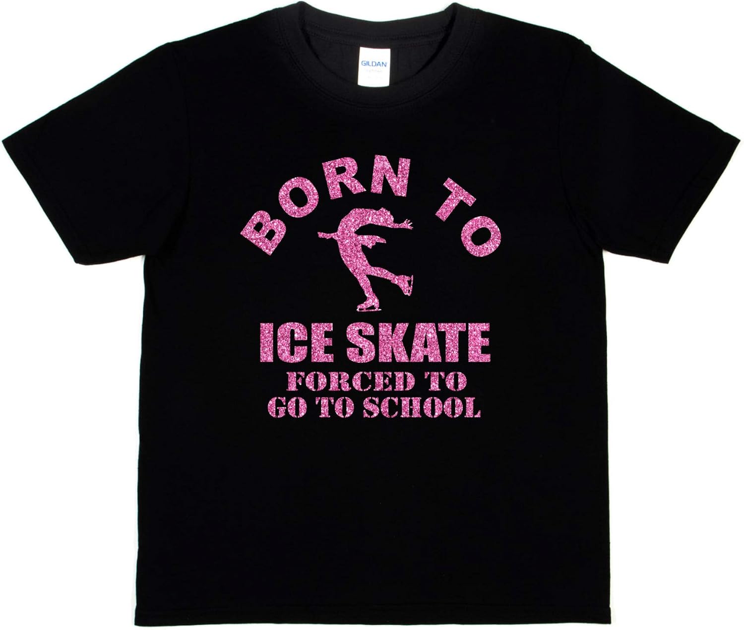 Print4U Girls TShirt Born to Ice Skate Forced to School Amazon.co.uk