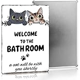 Cute Bathroom Decor Unique Home Wall Decor Black Cat Gifts 8×12 Metal Sign For Bathroom Restroom Home Washroom Tin Sign