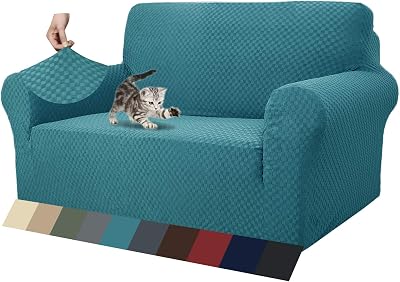 MAXIJIN Newest Jacquard Sofa Cover 2 Seater Peacock Blue Non Slip