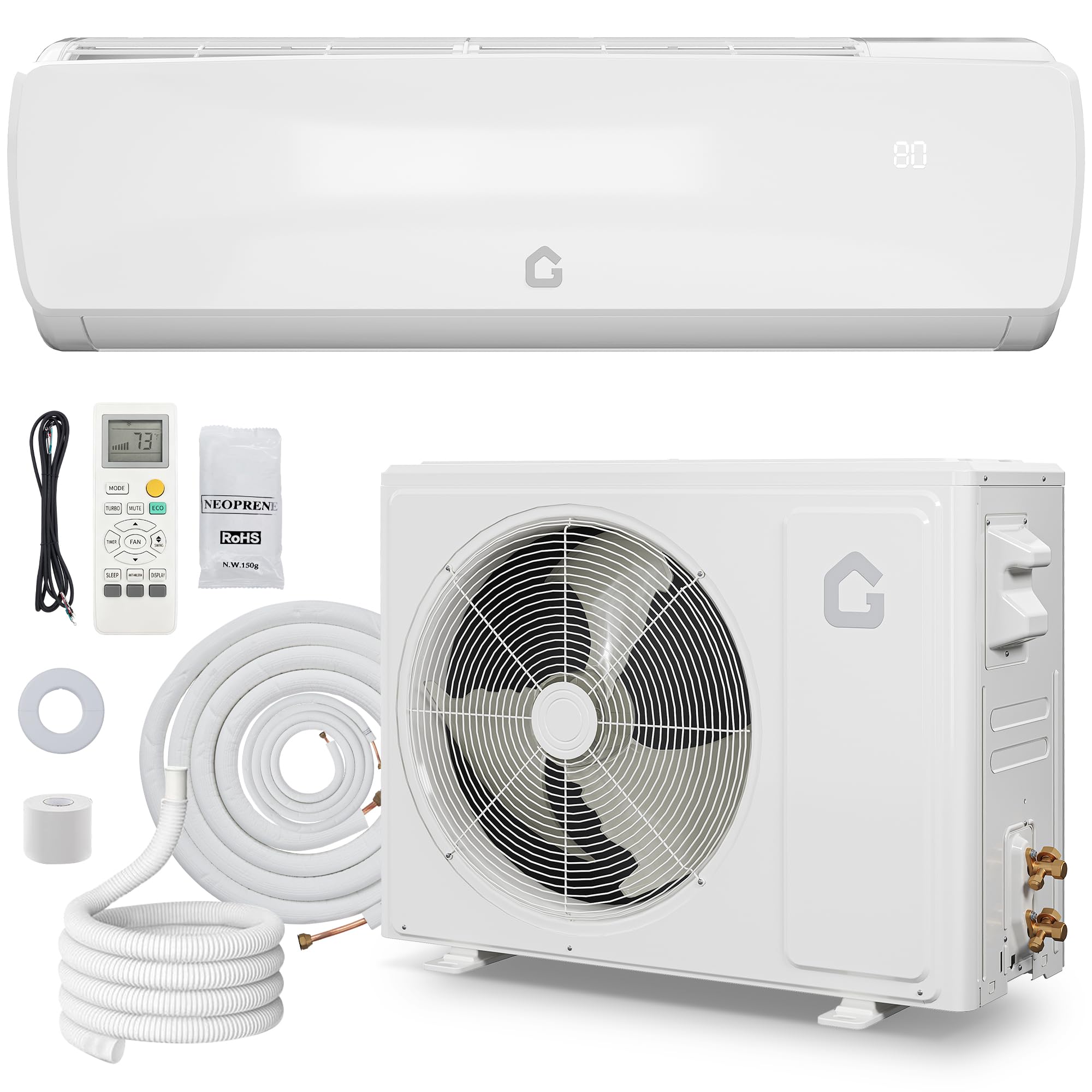 Photo 1 of GarveeTech 9000 BTU Mini Split Air Conditioner Heat Pump, 19 SEER2 115V Energy Efficient Inverter Ductless System Cools Up to 450 Sq.Ft, Pre-Charged Condenser, Complete Installation Kit