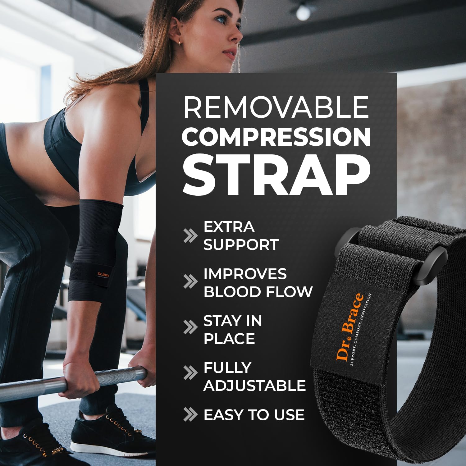 DR. BRACE® Elite Elbow Brace Support, Breathable Elbow Compression Sleeve with Gel Pad for Golfer's, Tennis Elbow & Tendonitis Treatment & Pain Relief 2024 (Black, Medium)