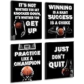 Framed Basketball Art Prints,Inspirational Basketball Quote Wall Art,Motivational Sport Poster for Sports Fans Boys Guys Room Dorm Bedroom Wall Decor,Set of 4(8x10)