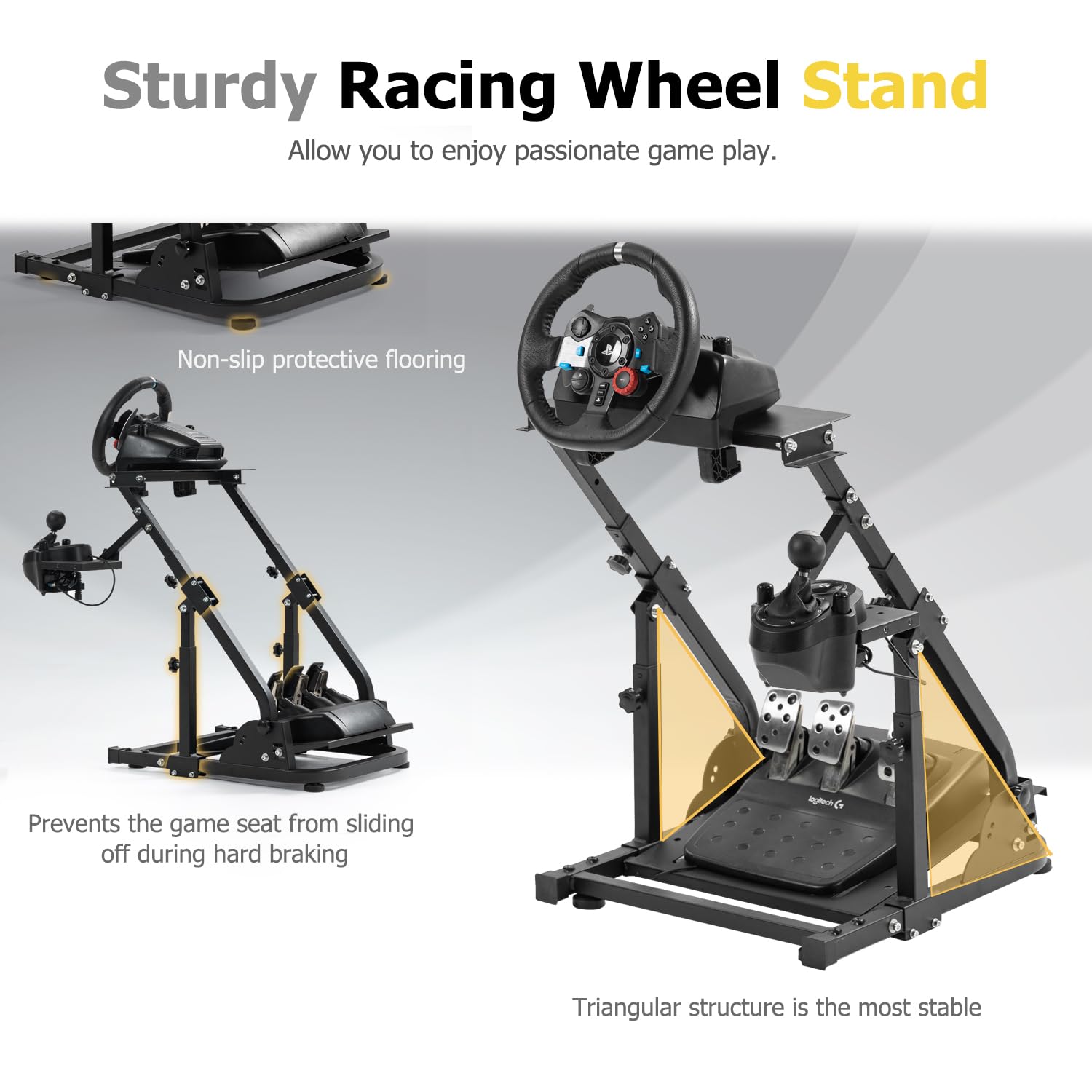 Marada Foldable Sim Racing Wheel Stand,Height Adjustable Steering Wheel Stand,Fit for Logitech G29 G923 G920/Thrustmaster T300, No Wheel/Pedals/Shifter