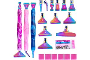 Snewvie Diamond Painting Pen Accessories Tools Set,3PCS Diamond Art Pen and 12Pcs Colorful Metal Screw Thread Multi Placer Ti