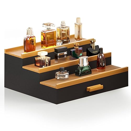 SDCXAOK Bamboo Perfume Organizer for Dresser, 3-Tier Cologne Stand