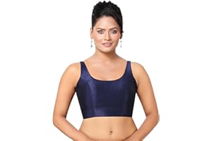 Madhu Fashion Womens Solid Pattern Sleeveless Padded Readymade Saree Blouse