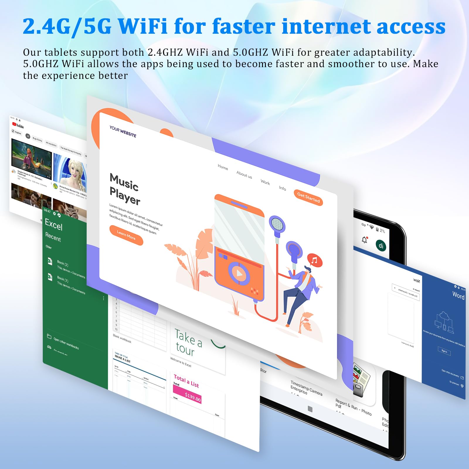 2025 Android 13 Tablet 10 Inch, 5G WiFi 14GB RAM+128GB ROM(1TB TF), 2 in 1 Tablet with Keyboard Mouse Case Octa-Core 2.0Ghz | 8000mAh | 1080FHD | Bluetooth5.0 | WiFi GPS OTG Type C-Blue
