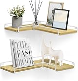 VASAGLE Floating Shelves Set of 2 L-Shaped Corner Shelves Natural Oak White