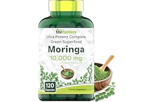 tnvitamins Moringa Capsules 10,000 mg - 120 Capsules | High Potency Moringa Leaf Extract Superfood Supplement for Energy, Vitality & Antioxidant Support