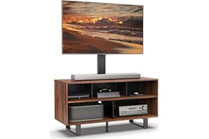 FITUEYES Swivel Floor TV Stand with Storage for 32-70 Inch TVs, Entertainment Media Console Holds Up to 110 Pounds with 2 Lev