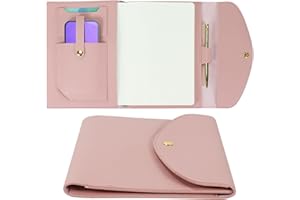 KOQYE A5 Leather Notebook Cover with Card Slots, Pen Loop, Notebook, Journal and Diary Cover Protective Cover for Storing Journal, Personal Planner, Minimalist Style, Handmade Writing Accessory (Pink)