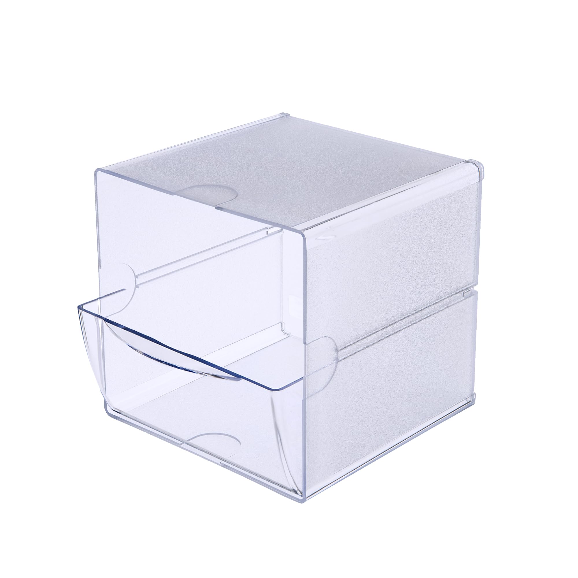 Deflecto Stackable Cube Organizer, Desk and Craft Organizer, 1 Drawer, Clear, Removable Drawer, 6" W x 6" H x 7" D (350801)