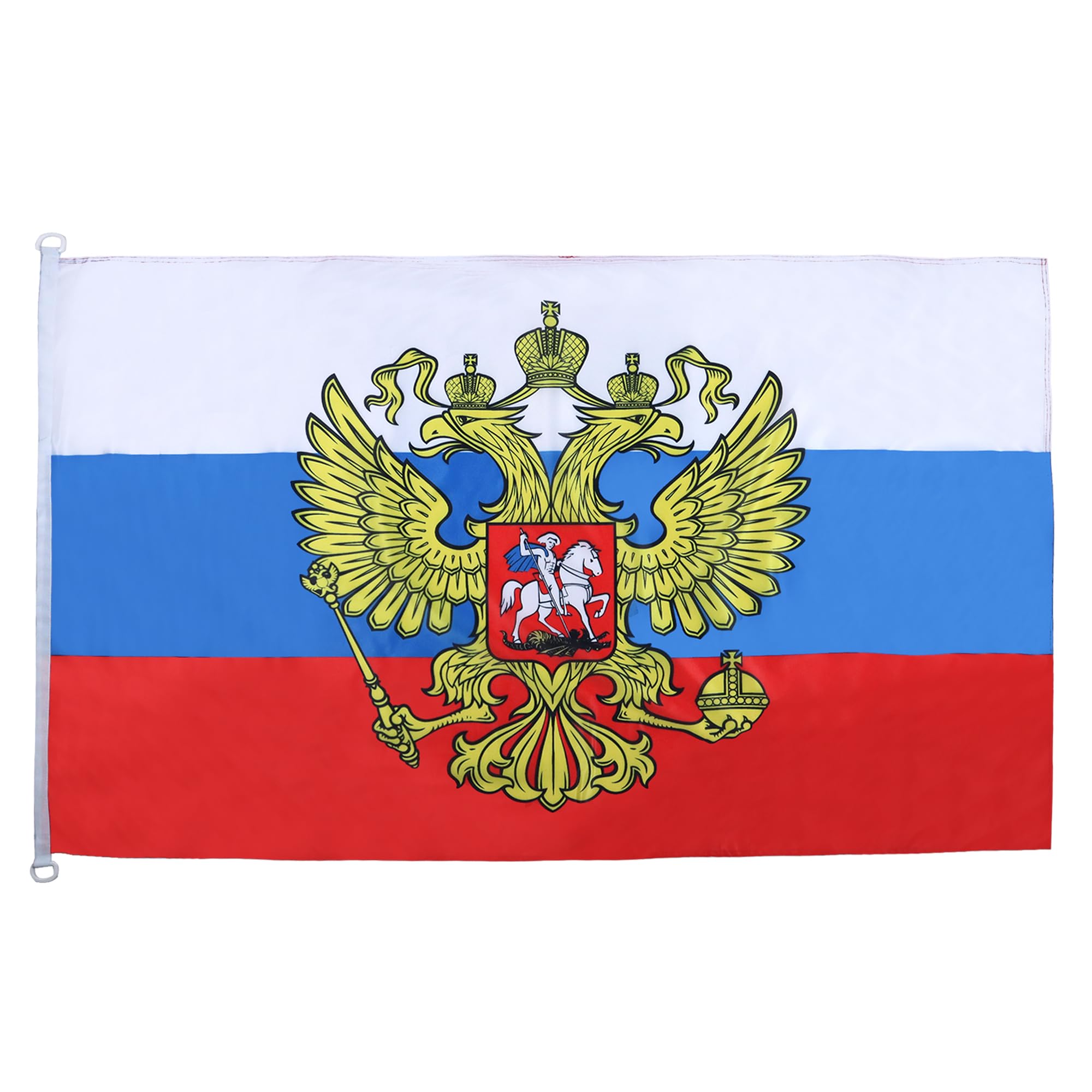 AZ FLAG - Russia with eagle Flag - 3x5 Ft - For Outdoor - Russian coat of arms Banner Knitted Polyester with Two Plastic Rings - Fade Resistant - Vivid Colors - 3' x 5' Feet - 150x90 Cm