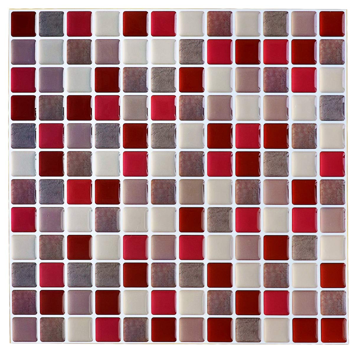Buy Yoillione 3D Mosaic Tile Sticker Removable Wallpaper Tile Red, 3D