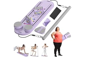 ADDWIN Pilates Board Pilates Reformer Set, Multi-Purpose Foldable Pilates Reformer Board for Home, 15 in 1 Pilates Sliding Board (Purple)