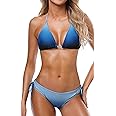 CharmLeaks Women Halter Bikini String 2 Piece Triangle Swimsuit Tie Side Swimwear