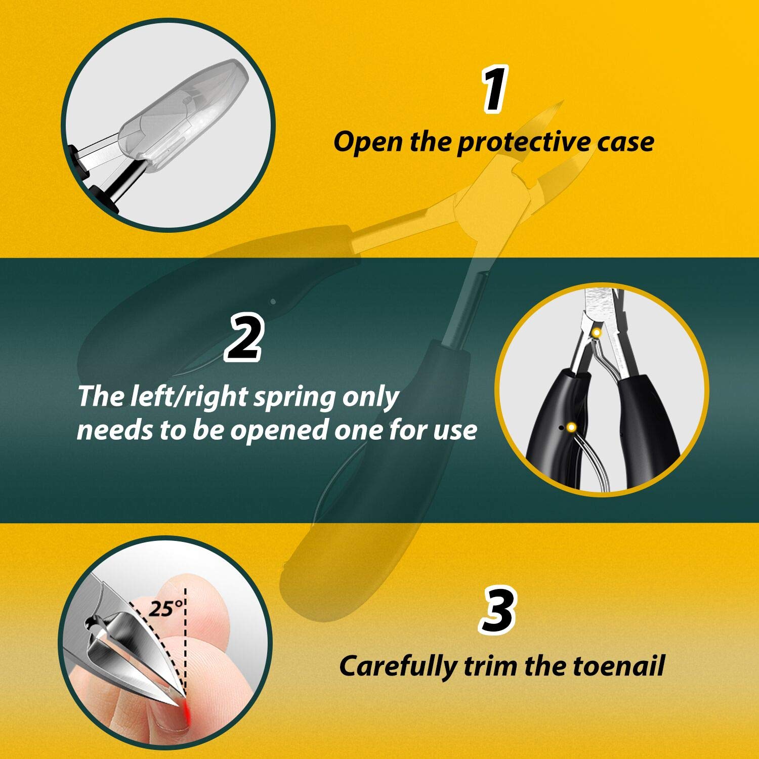 Kaasage Professional Toenail Clippers, Large Opening Double Spare Spring Design, Suitable for Thick Nails and Ingrown Nail Clippers for Everyone and Elderly.: Beauty