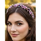 Formery Crystal Headband Purple Crystals Thin Hairbands Party Prom Wedding Beaded Headpiece Hair Accessories for Women