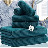 Bathroom Towels, 6 Piece Towel Set - Cotton | Soft | Quick Dry | Thick | Lightweight, 2 Large Bath 30"x56", 2 Hand 18"x28", 2 Washcloths 13"x13", Guest Towel Set, Deep Turquoise Gift Towel, Dark Teal