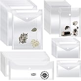 Vmiapxo 40 Pack Stamp and Die Storage Pockets, Reusable Small Plastic Envelopes Waterproof Sticker Organizer Receipt Holder Photo Storage Folders (Mixed Size)