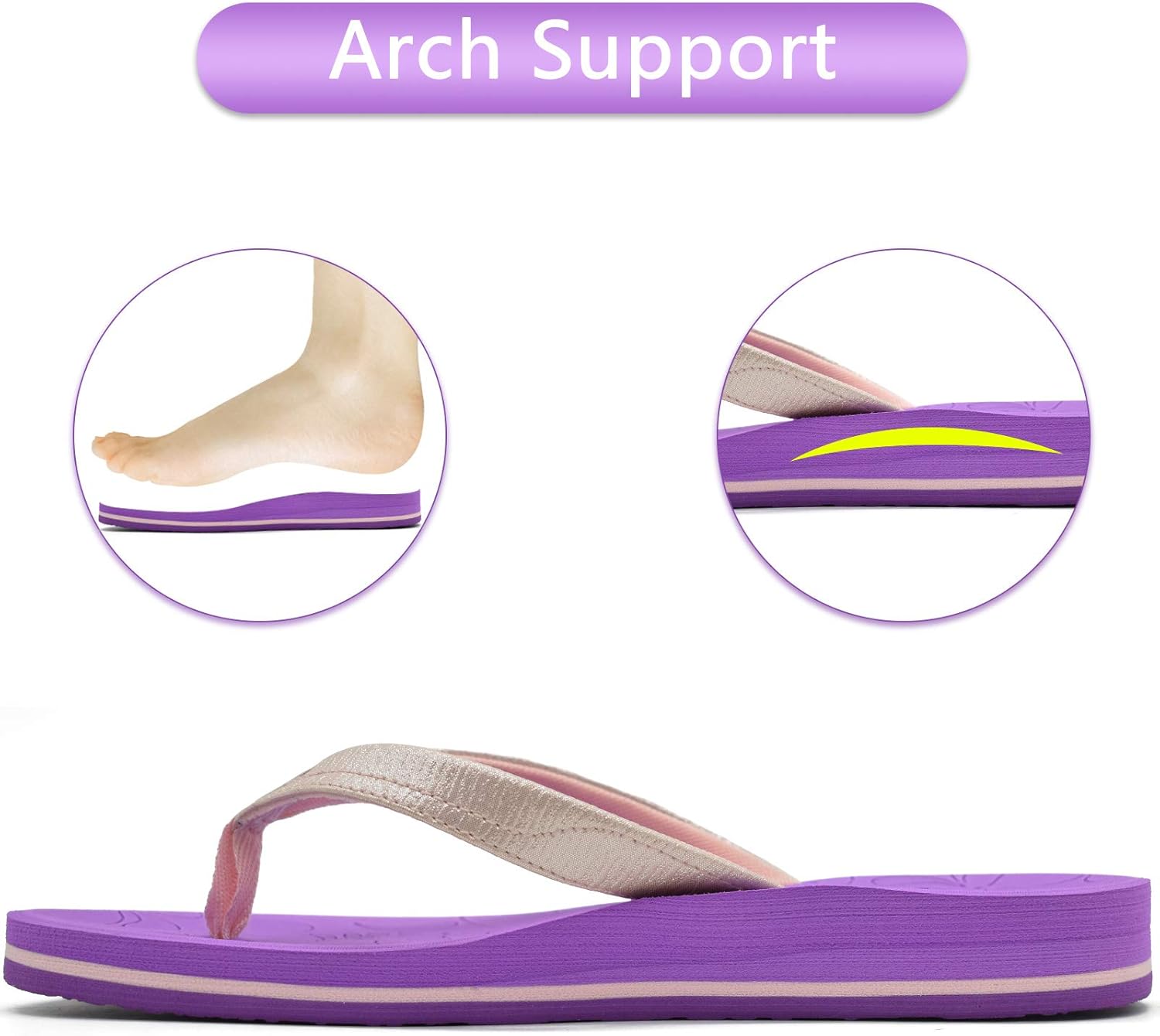  | ONCAI Flip Flops For Women Yoga Mat Comfortable Beach Thong Sandals With Arch Support | Flip-Flops