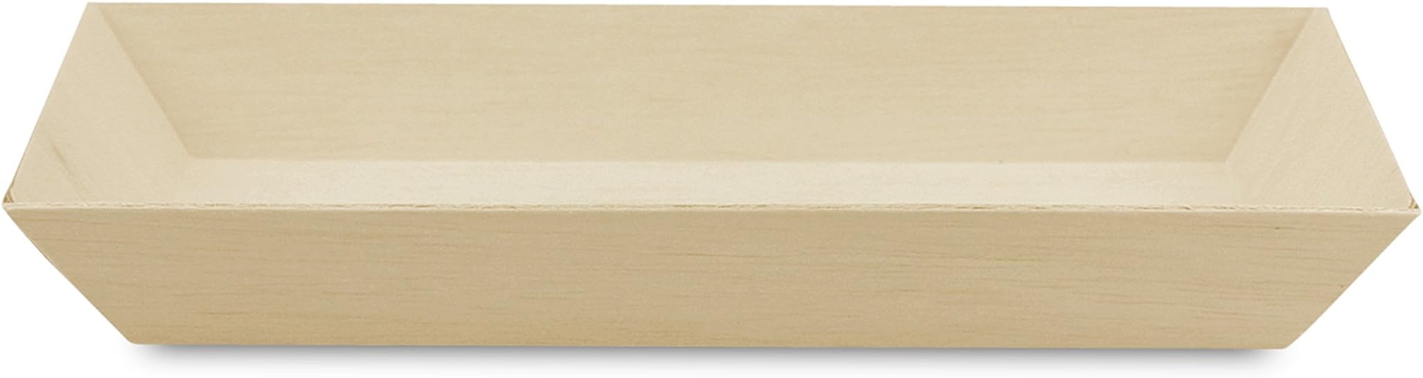 Verterra3" x 8" Fixed Side Balsa Wood Small Dish Tray | Elegant, Very Durable Disposable Wedding and Party Trays | 100% Biodegradable, Compostable | Sustainable | 300 Count